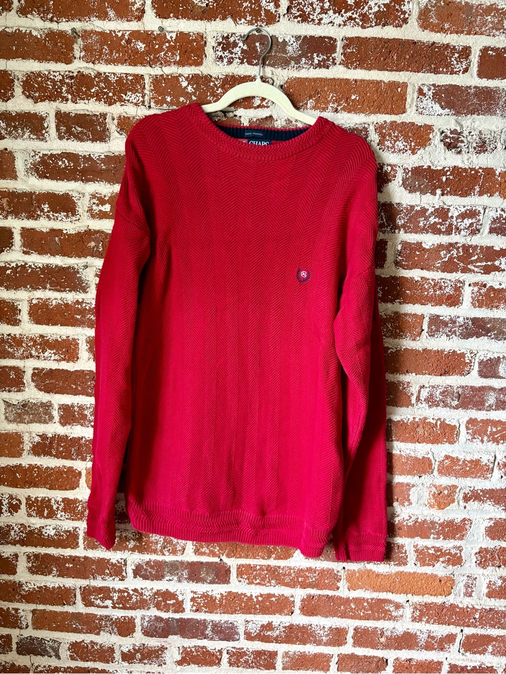 90s Vintage Chaps Ralph Lauren Red Herringbone Crewneck Sweater